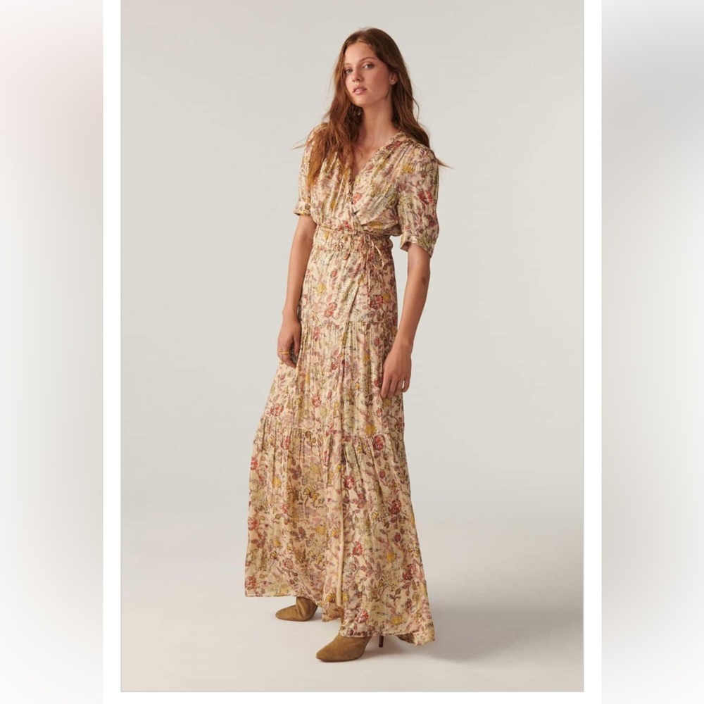 ba&sh Floral Maxi Dress - Cream and Pink